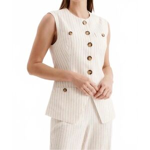 New Tyler Boe Linen Striped Button Front Vest Size XS